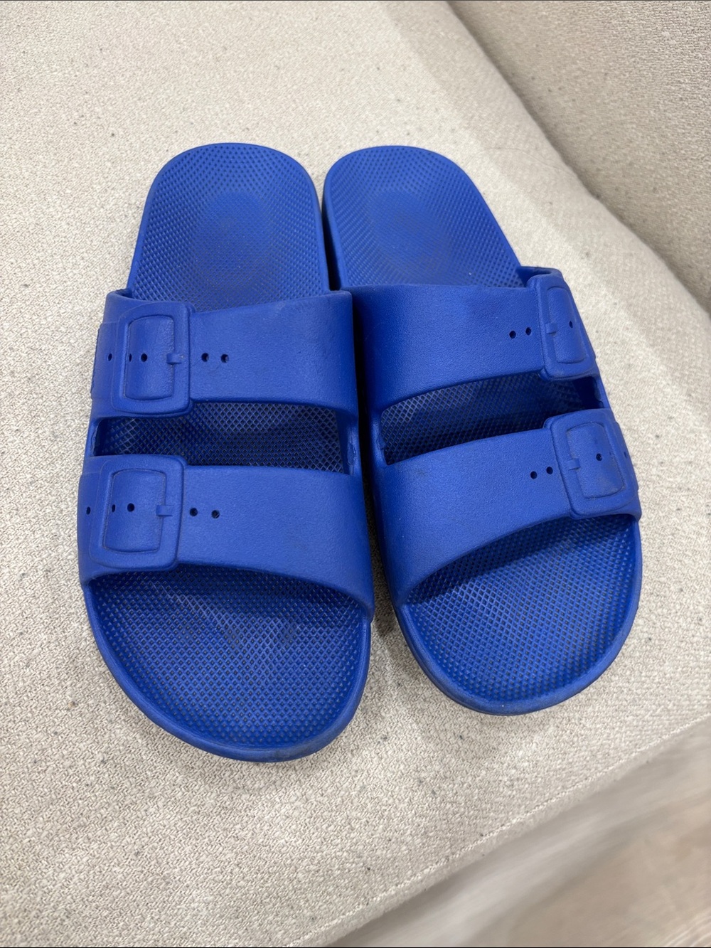 Freedom Moses Royal Blue Double-Buckle Slide Sandals